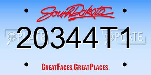 20344T1 South Dakota License Plate