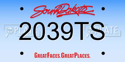 2039TS South Dakota License Plate