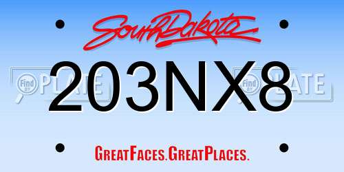 203NX8 South Dakota License Plate