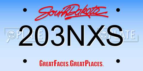 203NXS South Dakota License Plate