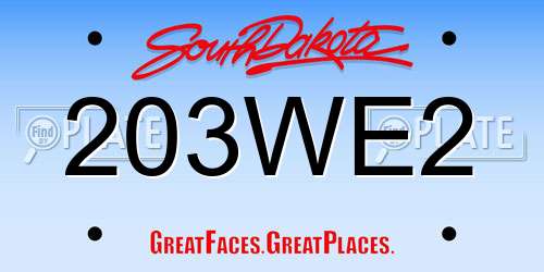 203WE2 South Dakota License Plate
