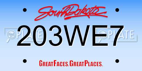 203WE7 South Dakota License Plate