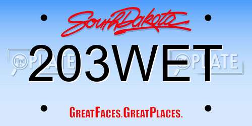 203WET South Dakota License Plate