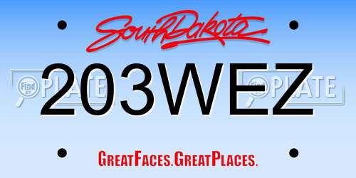 203WEZ South Dakota License Plate