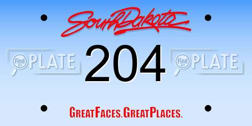 204 South Dakota License Plate