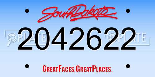 2042622 South Dakota License Plate