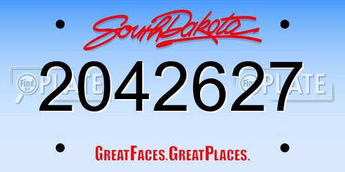 2042627 South Dakota License Plate