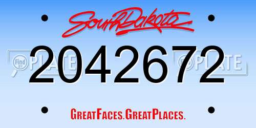 2042672 South Dakota License Plate