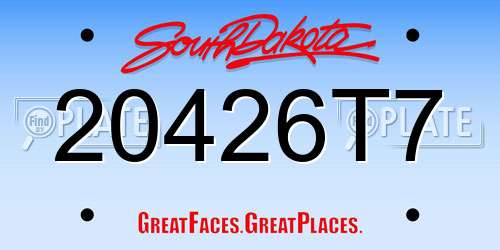 20426T7 South Dakota License Plate