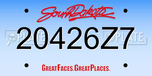 20426Z7 South Dakota License Plate
