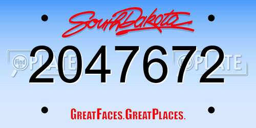 2047672 South Dakota License Plate