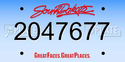 2047677 South Dakota License Plate