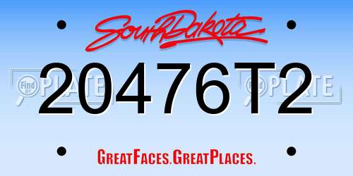 20476T2 South Dakota License Plate