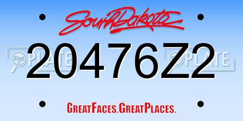 20476Z2 South Dakota License Plate