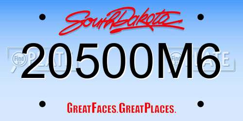 20500M6 South Dakota License Plate