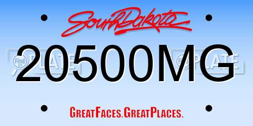 20500MG South Dakota License Plate