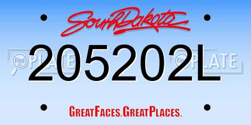 205202L South Dakota License Plate