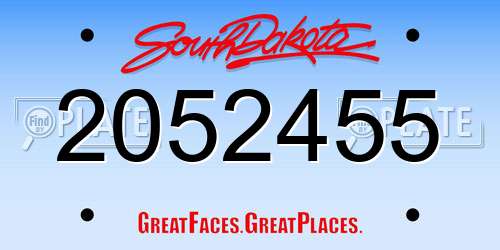 2052455 South Dakota License Plate