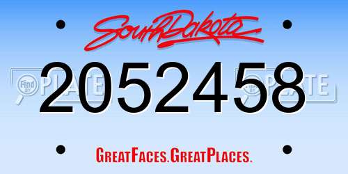 2052458 South Dakota License Plate