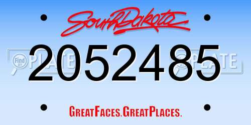 2052485 South Dakota License Plate