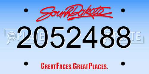 2052488 South Dakota License Plate
