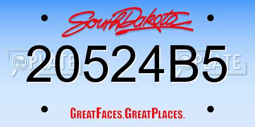 20524B5 South Dakota License Plate