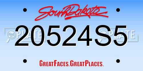 20524S5 South Dakota License Plate