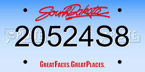 20524S8 South Dakota License Plate