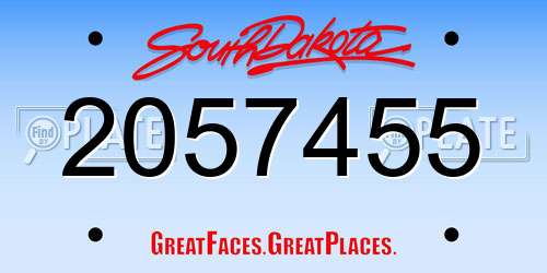 2057455 South Dakota License Plate