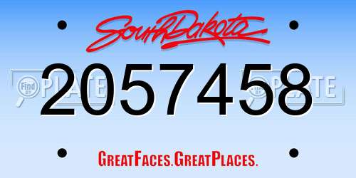 2057458 South Dakota License Plate