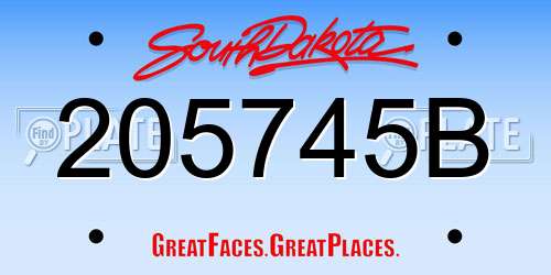 205745B South Dakota License Plate