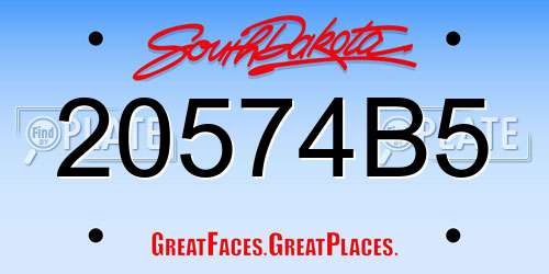 20574B5 South Dakota License Plate