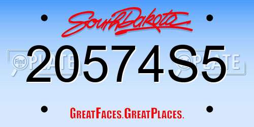 20574S5 South Dakota License Plate