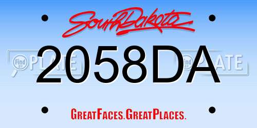 2058DA South Dakota License Plate