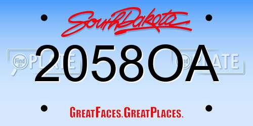2058OA South Dakota License Plate