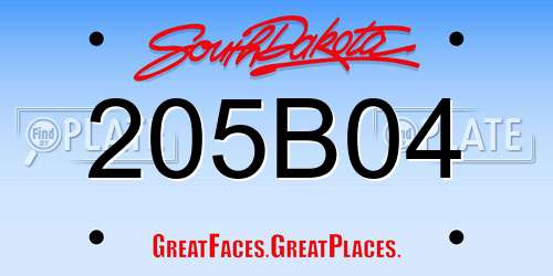 205B04 South Dakota License Plate