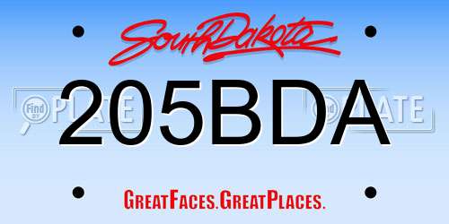205BDA South Dakota License Plate