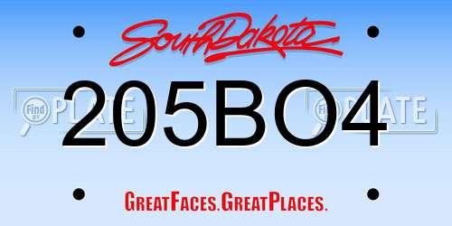 205BO4 South Dakota License Plate