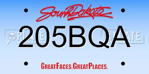205BQA South Dakota License Plate