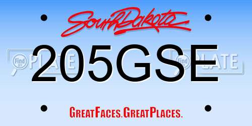 205GSE South Dakota License Plate