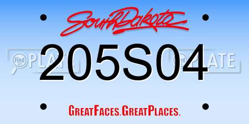 205S04 South Dakota License Plate