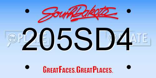 205SD4 South Dakota License Plate