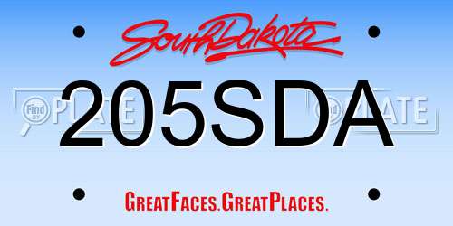 205SDA South Dakota License Plate