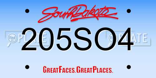 205SO4 South Dakota License Plate