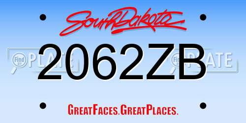 2062ZB South Dakota License Plate