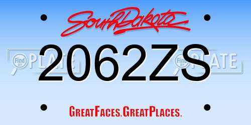 2062ZS South Dakota License Plate