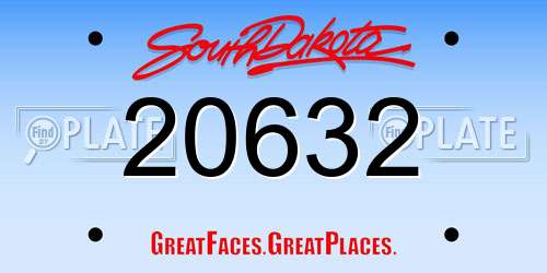 20632 South Dakota License Plate