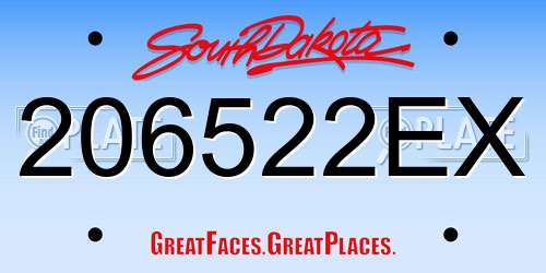 206522EX South Dakota License Plate