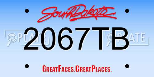 2067TB South Dakota License Plate