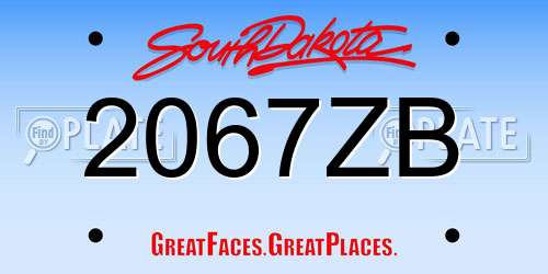 2067ZB South Dakota License Plate